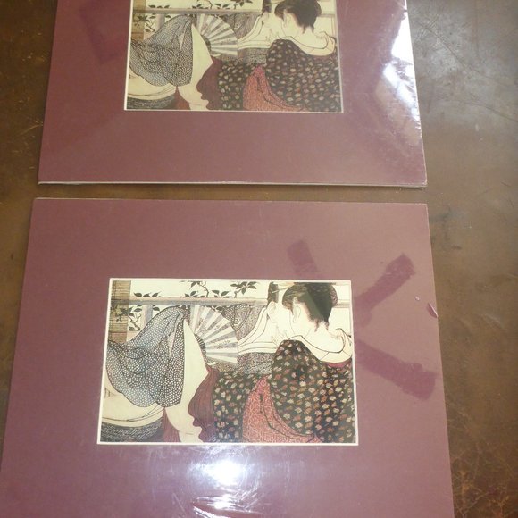 2 Matted Art Prints Kitigawa Utamaro's Lovers - Picture 1 of 4